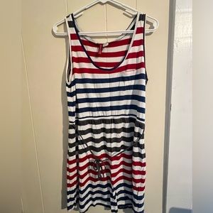 Red white and blue tank top cotton dress